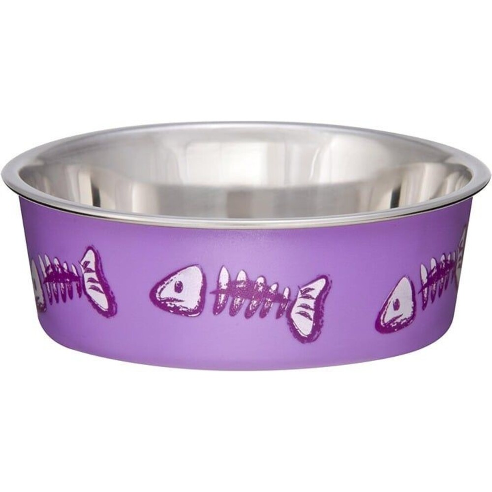 Loving Pets Fish Bella Bowl for Cat, X-Small, Lilac Fish Skeleton - New